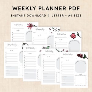 Weekly Planner Printable · 7-Page PDF · Fearless Flora