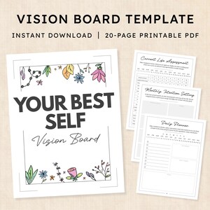Vision Board Template · 20-Page PDF · Instant Download