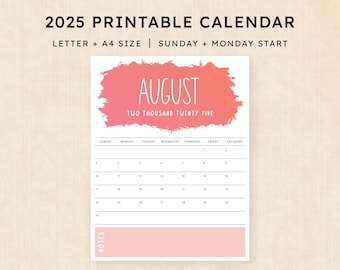 Printable 2025 Calendar · 12-Page PDF · Vivid Vision