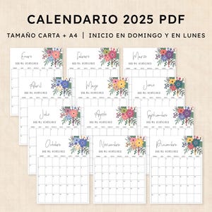 Calendario 2025 para imprimir · PDF de 12 páginas · Petunia Punch