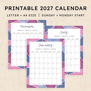 Printable 2027 Calendar · 12-Page PDF · Midnight Mosaic