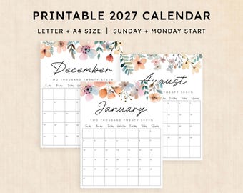 Printable 2027 Calendar · 12-Page PDF · Lush Lagoon