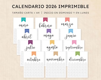 Calendario 2026 para imprimir · PDF de 12 páginas · Polished Pride