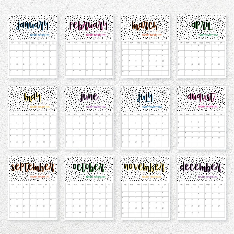 Printable 2025 Calendar Etsy