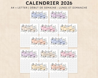 Calendrier 2026 à imprimer · PDF de 12 pages · Lavish Lillies