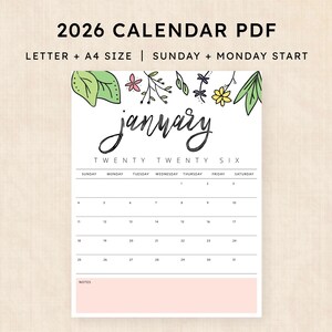 Printable 2026 Calendar · 12-Page PDF · Playful Prairie