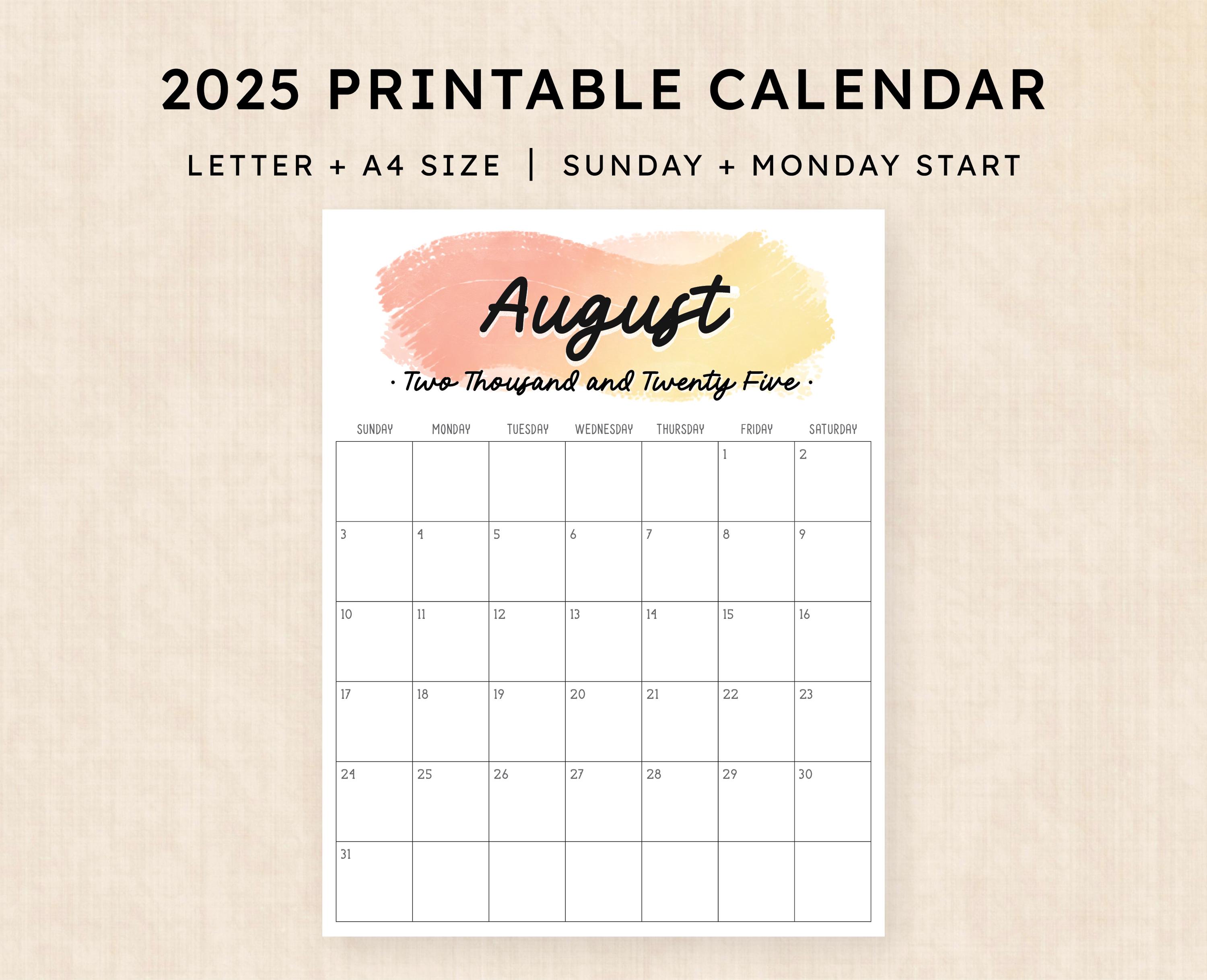 Printable 2025 Calendar · 12-Page PDF · Electric Echo