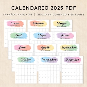 Calendario 2025 para imprimir · PDF de 12 páginas · Electric Echo
