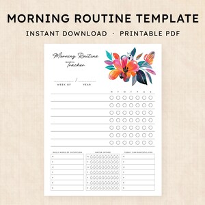 Morning Routine Template · Instant Download PDF · Tropical Treasure
