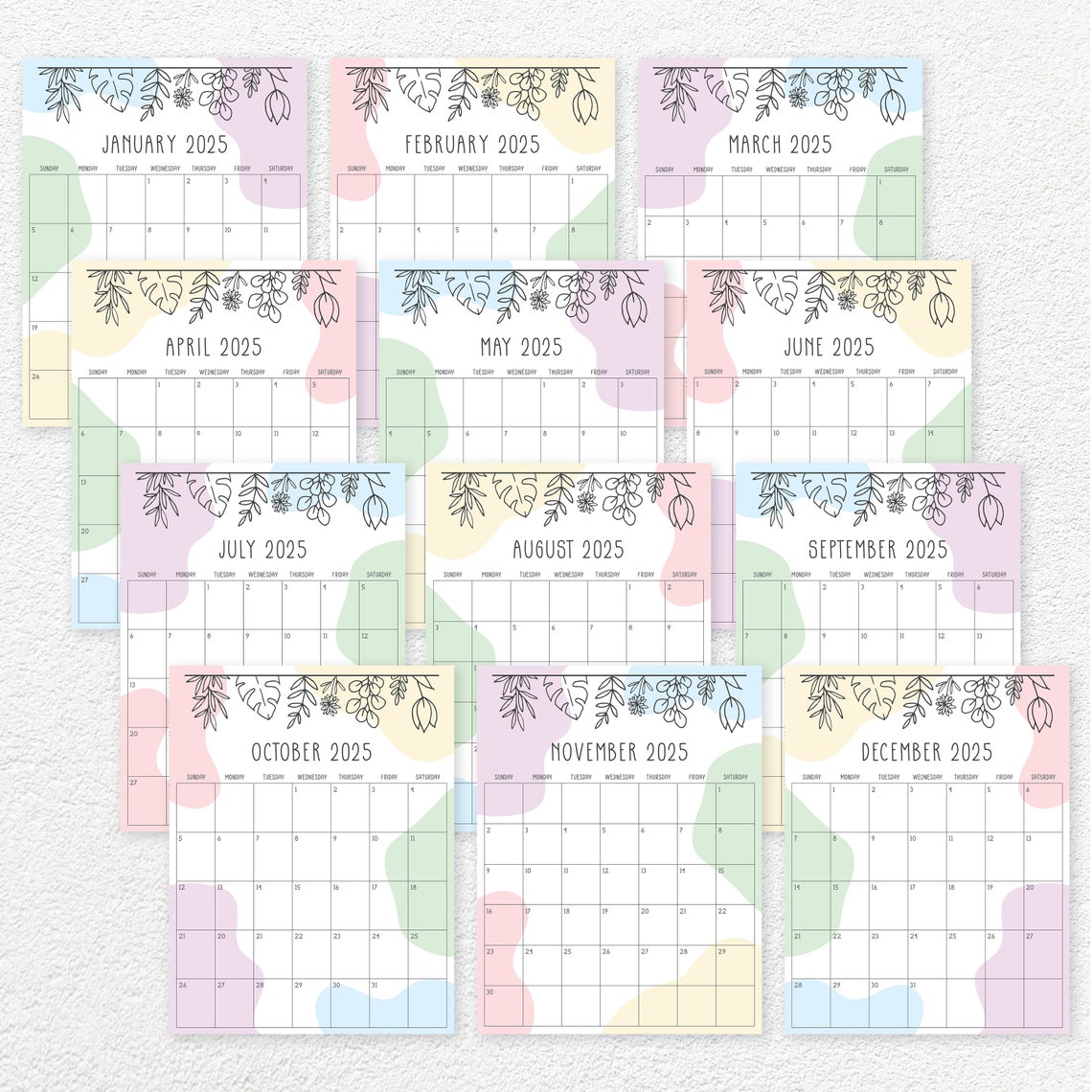 Printable 2025 Calendar - Etsy