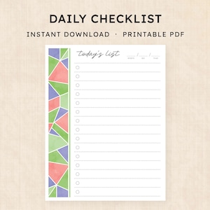 Daily Checklist · Instant Download PDF · Aquarelle Ambition