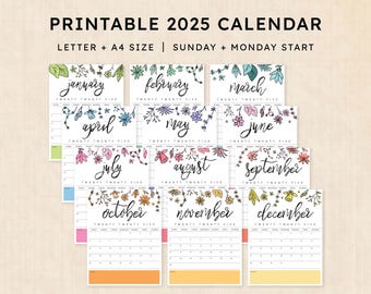 Printable 2025 Calendar · 12-Page PDF · Pixie Prairie
