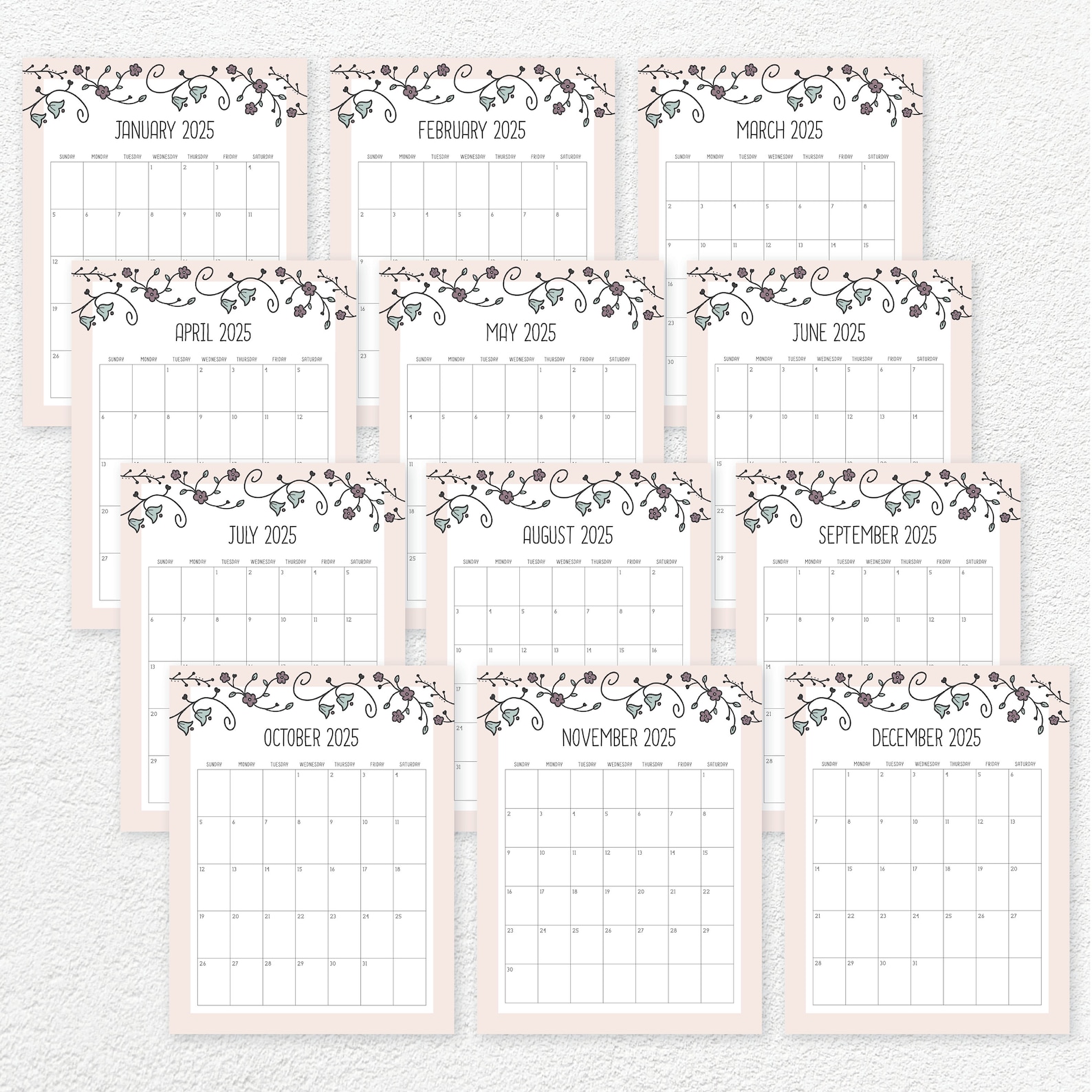 Printable 2025 Calendar - Etsy