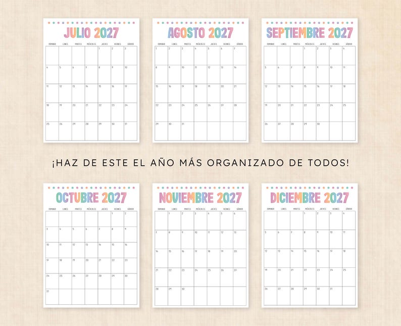 Calendario 2027 para imprimir · PDF de 12 páginas · Electric Echo ...
