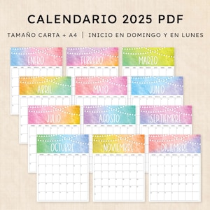 Calendario 2025 para imprimir · PDF de 12 páginas · Twilight Twist