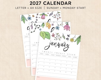 Printable 2027 Calendar · 12-Page PDF · Playful Prairie