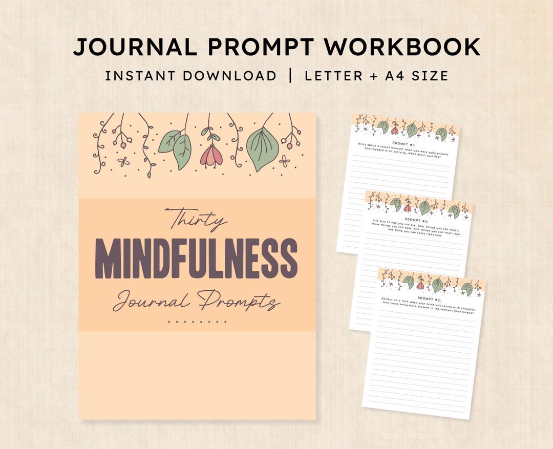 Mindfulness Journal Prompts · 32-page PDF · Instant Download - Etsy
