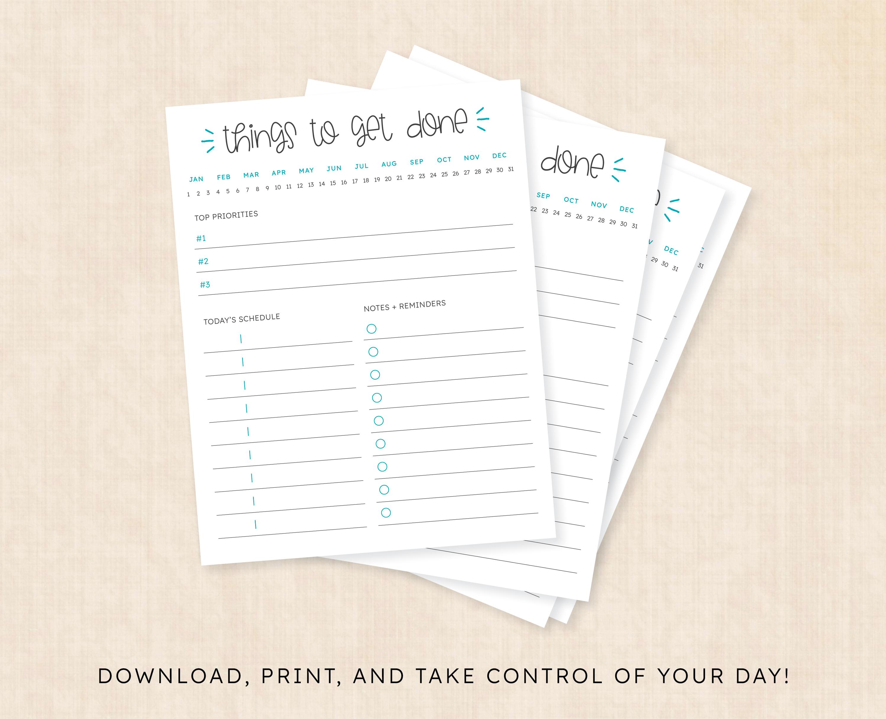 Daily To-do List Printable · Instant Download PDF · Turquoise Tides - Etsy