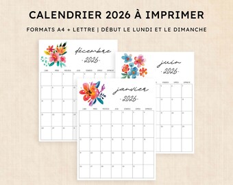 Calendrier 2026 à imprimer · PDF de 12 pages · Tropical Treasure
