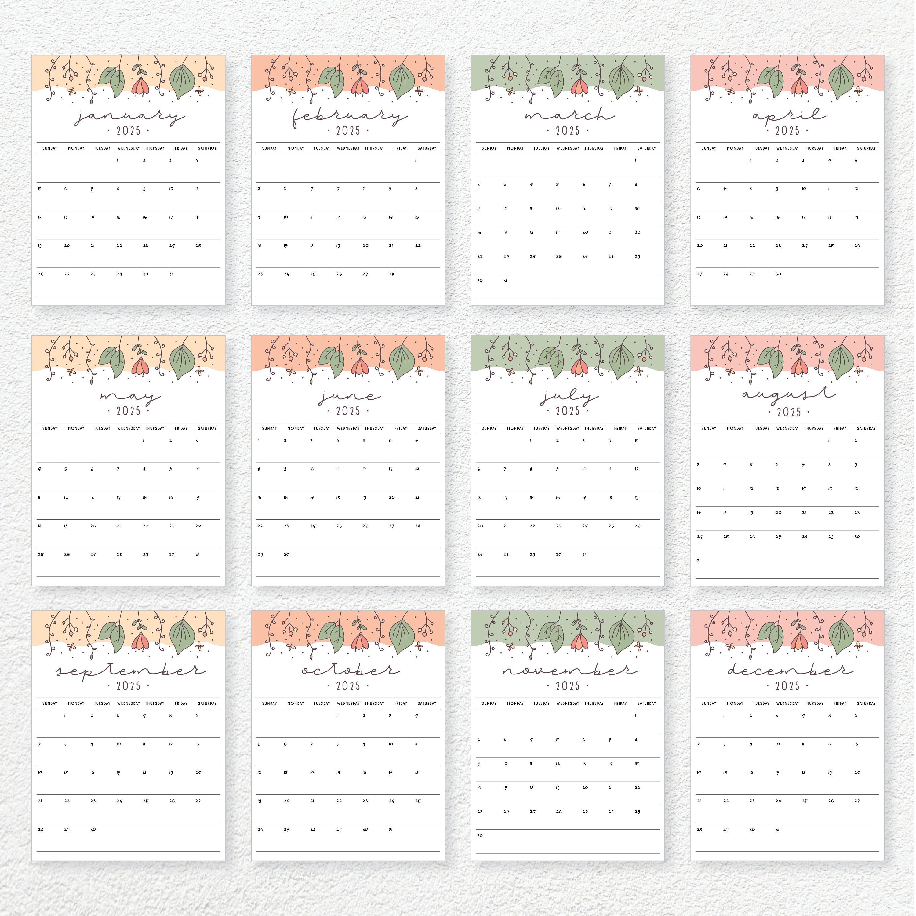 Printable 2025 Calendar - Etsy