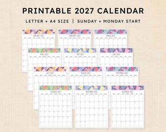 Printable 2027 Calendar · 12-Page PDF · Magic Mosaic