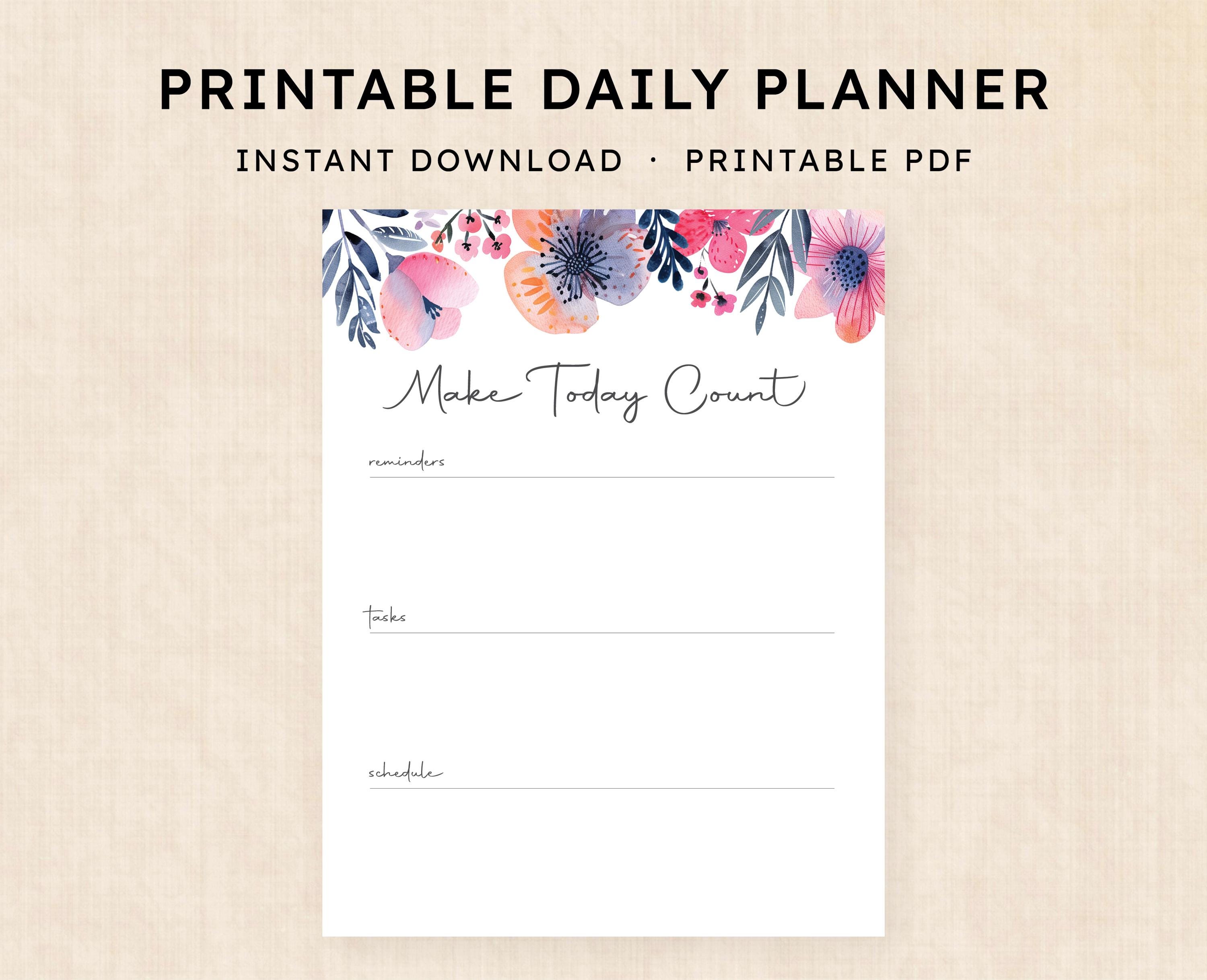 Daily Planner Printable · Instant Download PDF · Freesia Fable - Etsy