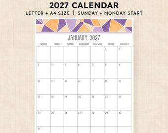 Printable 2027 Calendar · 12-Page PDF · Magic Mosaic