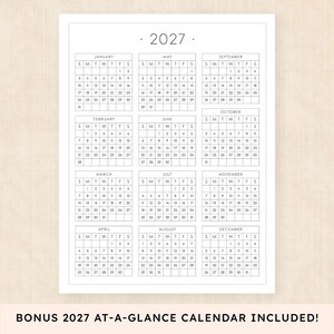 May include: A 2027 annual calendar printed on a white sheet with black text and grid lines. The layout features twelve monthly grids arranged in three columns, each labeled with the month name and days of the week, starting with January.
