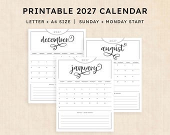 Printable 2027 Calendar · 12-Page PDF · Flawless Flourish