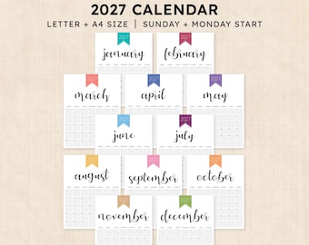 Printable 2027 Calendar · 12-Page PDF · Polished Pride