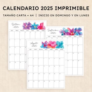 Calendario 2025 para imprimir · PDF de 12 páginas · Boho Bougainvillea