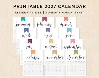 Printable 2027 Calendar · 12-Page PDF · Polished Pride