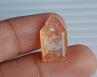 Rainbow Lattice Natural Sunstone Gemstone: Geometric Faceted Cut, 7.70 Carat