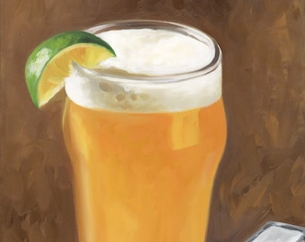Beer Painting/Giclee Fine Art Print/Kitchen Food Art/From Original Oil Painting