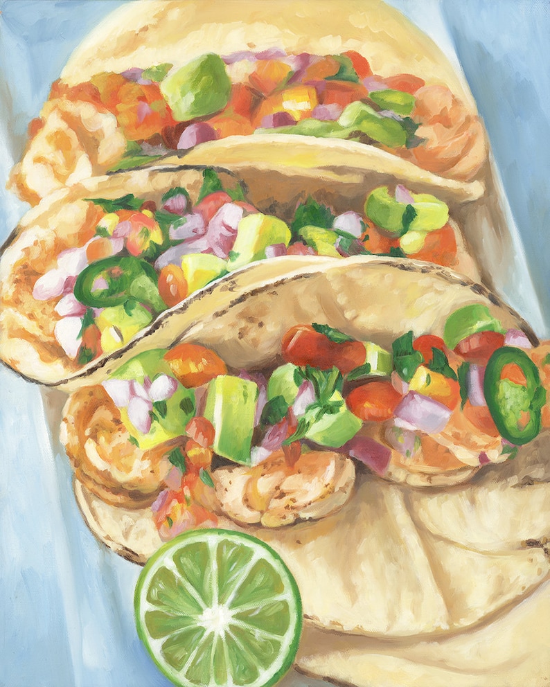 Taco Painting/kitchen Food Art/oil Painting Fine Art Print/by Etsy