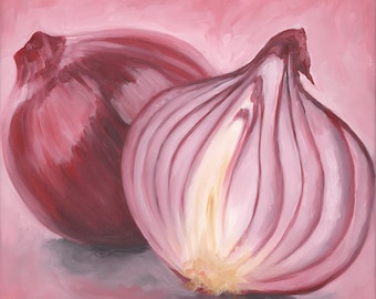 Onion Painting/Giclee Fine Art Print/Kitchen Food Art/From Original Oil Painting