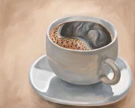 Coffee Painting/Giclee Fine Art Print/Kitchen Food Art/From Original Oil Painting