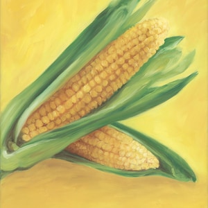Corn Painting/Giclee Fine Art Print/Kitchen Food Art/From Original Oil Painting
