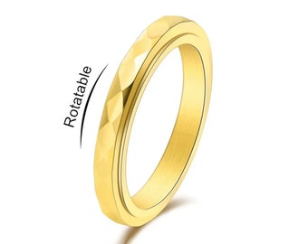 Bague anti stress en acier inoxydable, pour femme, en couleur or, noire ou or rose proposée par Serenidad™