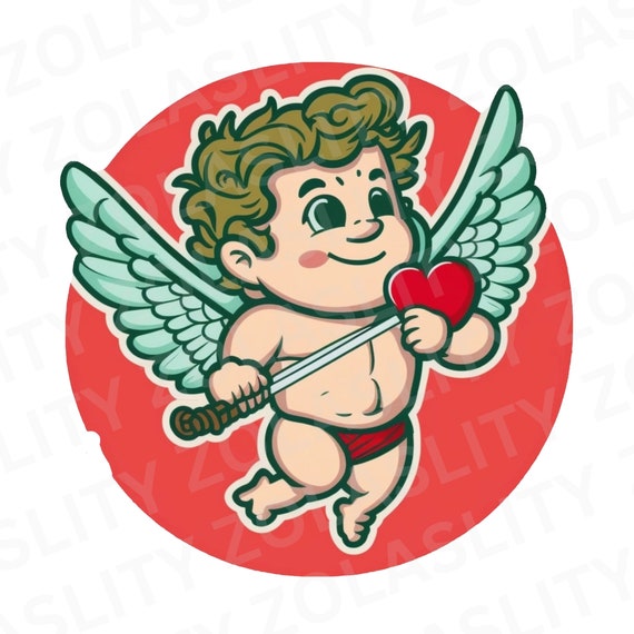 Valentine's Day Cupid Heart Wings Instant Download Png, Jpg, Svg
