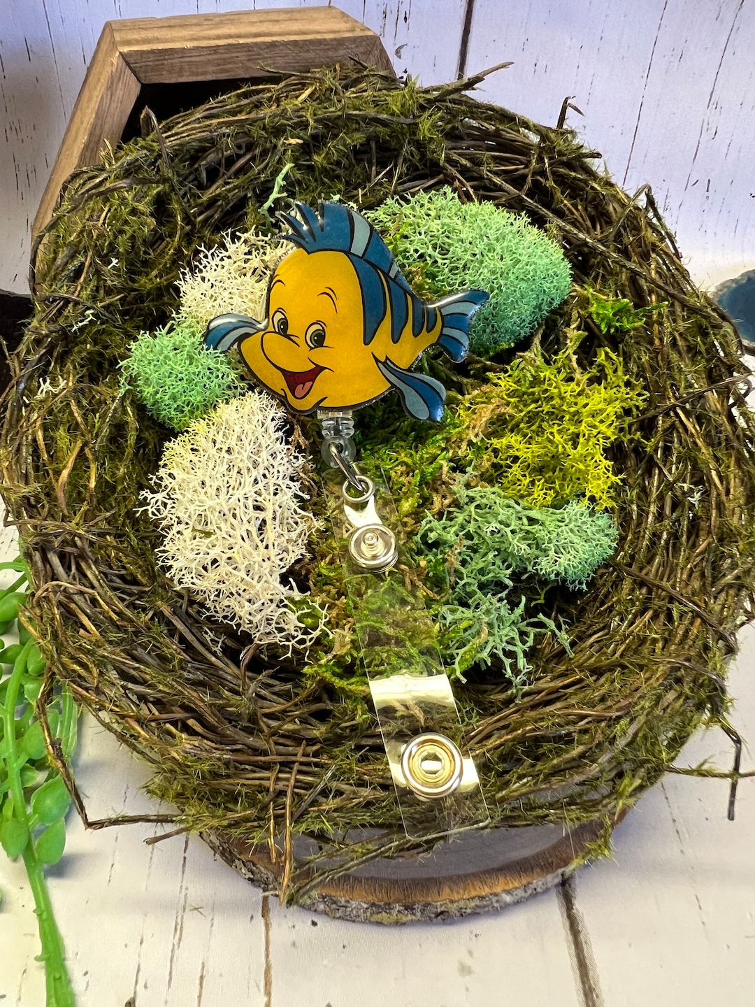 Disney Inspired Flounder Medical Name Badge Reel Alligator Etsy