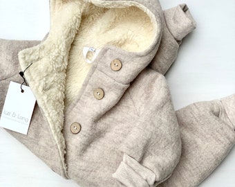 Ulloverall i olika färger med teddyfoder. Ulloverall för barn, vinteroverall för pojkar, overall för flickor.