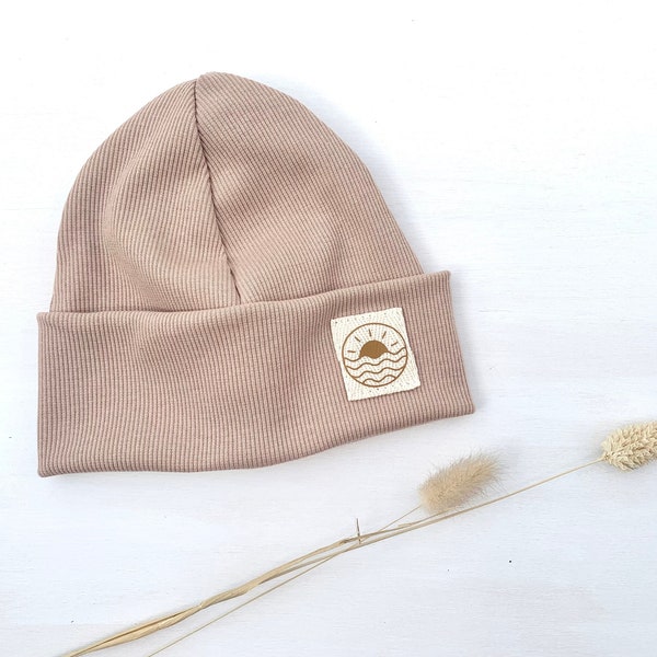 Spring Rib Beanie almond & sun | Hipster Beanie Hat Kids Hat Adult Ribbed Hat Beanie Boy Beanie Girl Transition Hat