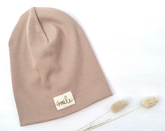 Frühling Rib Beanie almond smile | Beanie Mütze Kinder Mütze Erwachsene gerippte Mütze Beanie Junge Beanie Mädchen Smile Genderneutral Mütze