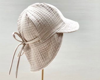 Cappello da sole in mussola, protezione per il collo | Cappello da sole Cappello in mussola per bambini Cappello per protezione solare per bambini Cappello per ragazzo Cappello per ragazza Cappello neutro di genere