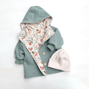 Fleece jacket made of cotton with floral lining | Children&#39;s jacket Sherpa fleece spring jacket jacket boy jacket girl baby jacket