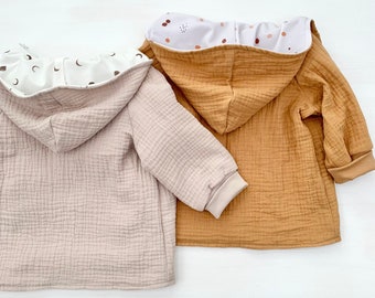 Veste en mousseline coton saupoudré doublure intérieure | Veste pour enfants, veste en mousseline, veste de printemps, veste pour garçon, fille, bébé, pois en mousseline
