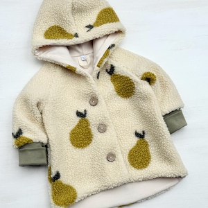 Pear teddy jacket beige for children | Children&#39;s jacket with pear pattern | Children&#39;s jacket, transitional jacket, child jacket, boy jacket, girl teddy jacket