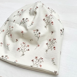 Beanie Flowers Floral Pattern Beanie Hat Children Hat Adult Striped Hat Beanie Boy Beanie Girl Gender Neutral Hat