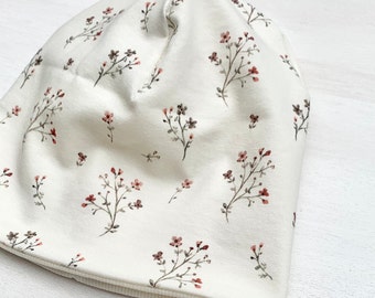 Beanie Blumen Florales Muster Beanie Mütze Kinder Mütze Erwachsene gestreifte Mütze Beanie Junge Beanie Mädchen Genderneutral Mütze